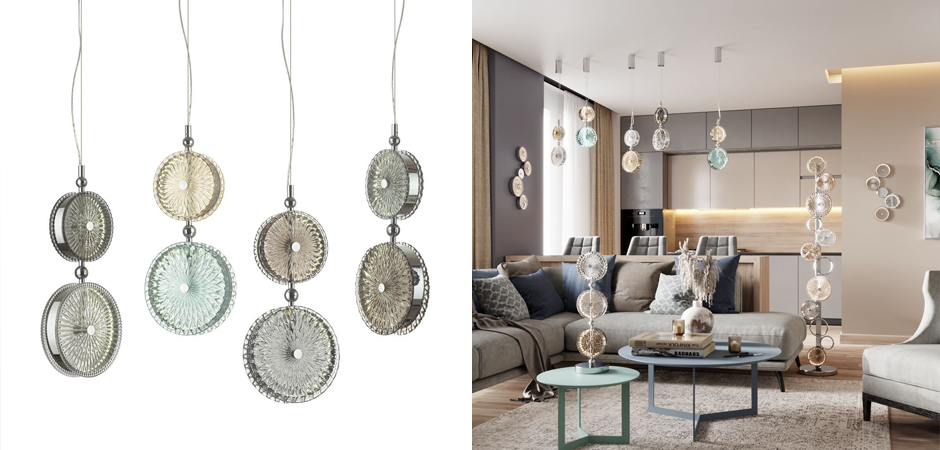 Подвесной светодиодный светильник Peony Gray&Brown - фото №1