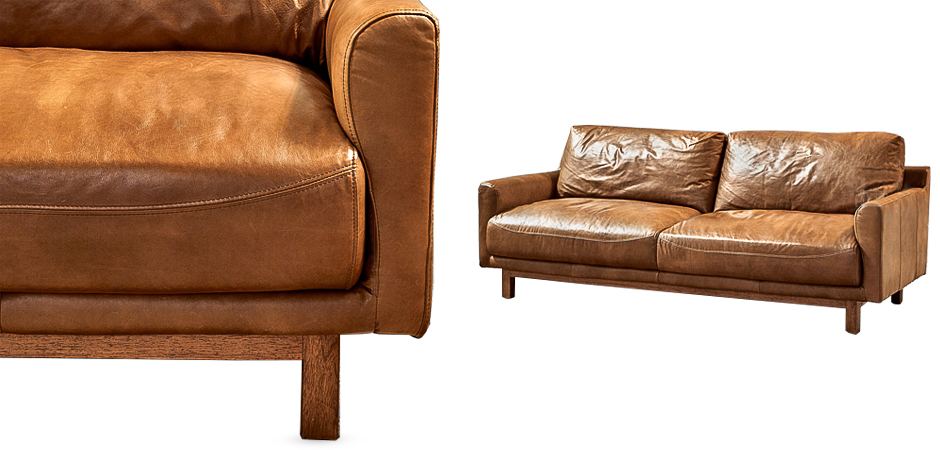 Диван Caramel Leather & Wood Triple Sofa Диван Caramel Leather & Wood Triple Sofa - Loft-Concept в Липецке