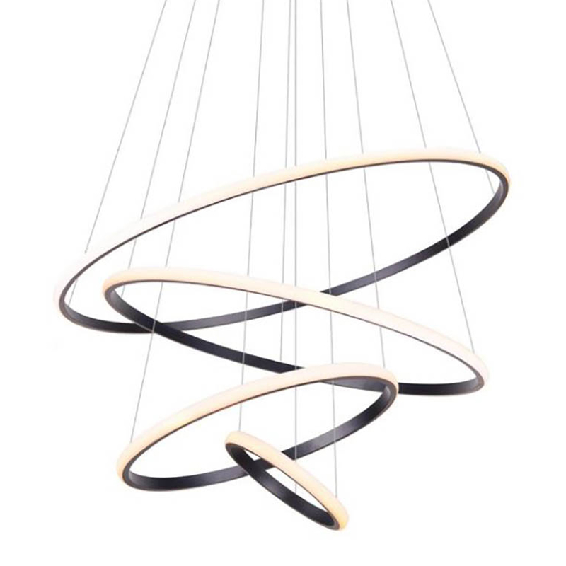 Люстра Ring Horizontal Trio black 80+60+40+20 Черный Белый Люстра Ring Horizontal Trio black 80+60+40+20 Черный Белый в Липецке | Loft Concept