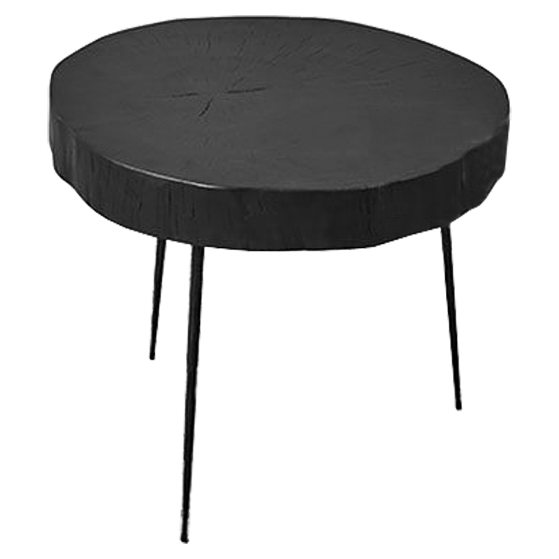 Приставной стол Saw Cut Black Wood Side Table Черный Приставной стол Saw Cut Black Wood Side Table Черный в Липецке | Loft Concept
