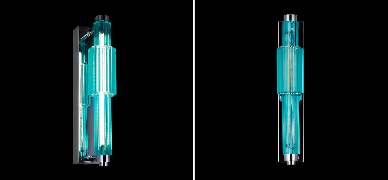 Бра с вертикальным узким плафоном Fuse Crystal Blue - фото №1