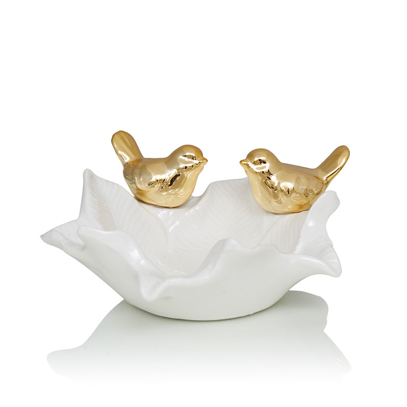 Блюдо Decorative Dish Birds Белый Глянцевое золото в Липецке | Loft Concept 