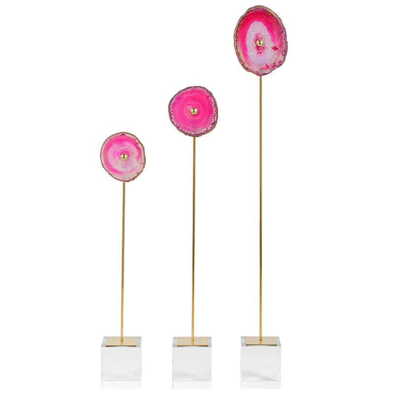 Комплект из 3-х статуэток AGATE DESIGN Pink Фуксия Глянцевое золото Прозрачный Комплект из 3-х статуэток AGATE DESIGN Pink Фуксия Глянцевое золото Прозрачный в Липецке | Loft Concept