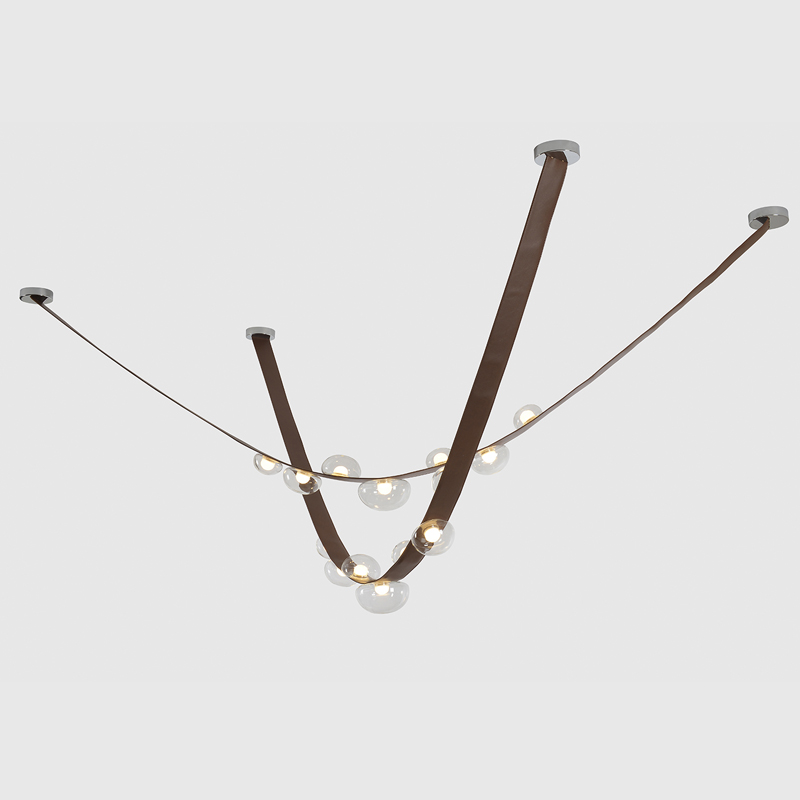 Подвесной светильник тонкий из кожи с 7-ю лампочками Flos Wireline Lighting Черный Прозрачный Коричневый Серый Подвесной светильник тонкий из кожи с 7-ю лампочками Flos Wireline Lighting Черный Прозрачный Коричневый Серый в Липецке | Loft Concept