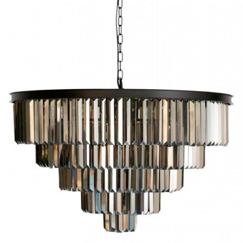 Круглая Люстра RH 1920s Odeon Black iron Five Layers Серое Стекло диаметр 80 см Черный Серый Круглая Люстра RH 1920s Odeon Black iron Five Layers Серое Стекло диаметр 80 см Черный Серый в Липецке | Loft Concept