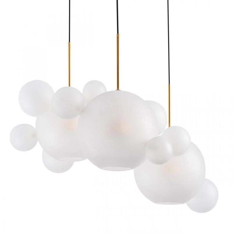 Светодиодный светильник Giopato & Coombes Bollr Bubble Chandelier Circle матовое белое стекло 3 плафона Белый Золотой Светодиодный светильник Giopato & Coombes Bollr Bubble Chandelier Circle матовое белое стекло 3 плафона Белый Золотой в Липецке | Loft Concept