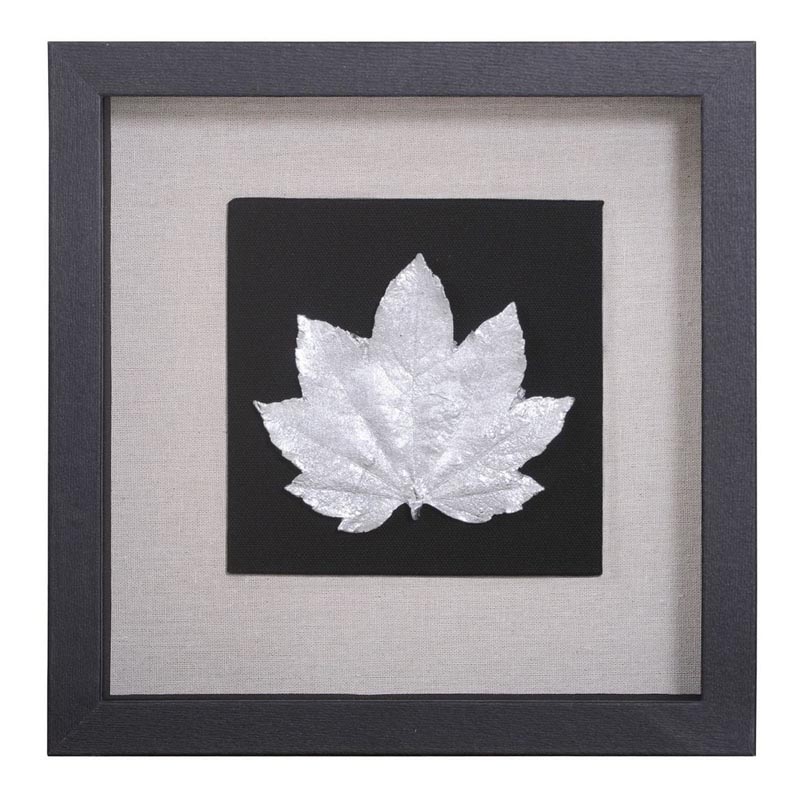 Панно Cassian Curled Maple Leaf Черный Серебряный Панно Cassian Curled Maple Leaf Черный Серебряный в Липецке | Loft Concept