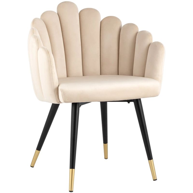Стул Camellia Chair Бежевый Велюр Бежевый Черный Стул Camellia Chair Бежевый Велюр Бежевый Черный в Липецке | Loft Concept
