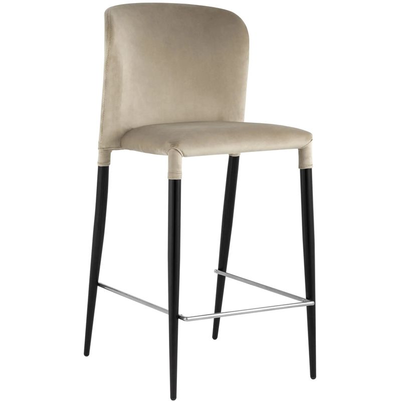 Барный Стул Lori Chair Бежевый Велюр Бежевый Черный Барный Стул Lori Chair Бежевый Велюр Бежевый Черный в Липецке | Loft Concept