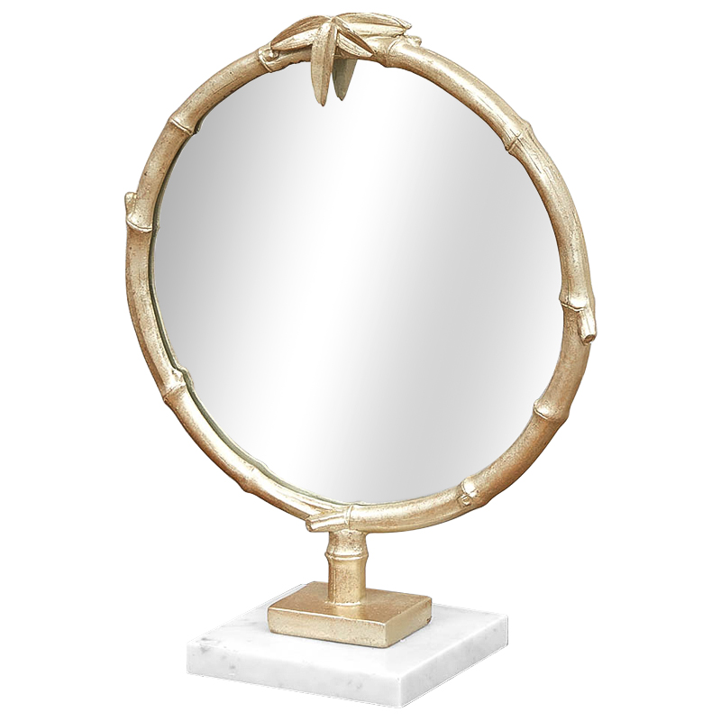 Зеркало настольное Bamboo Gold Marble Mirror Золотой Белый Зеркало Зеркало настольное Bamboo Gold Marble Mirror Золотой Белый Зеркало в Липецке | Loft Concept