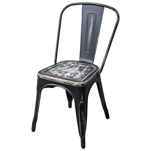 Кухонный стул Tolix Chair Vintage Wood Винтажный черный Кухонный стул Tolix Chair Vintage Wood Винтажный черный в Липецке | Loft Concept