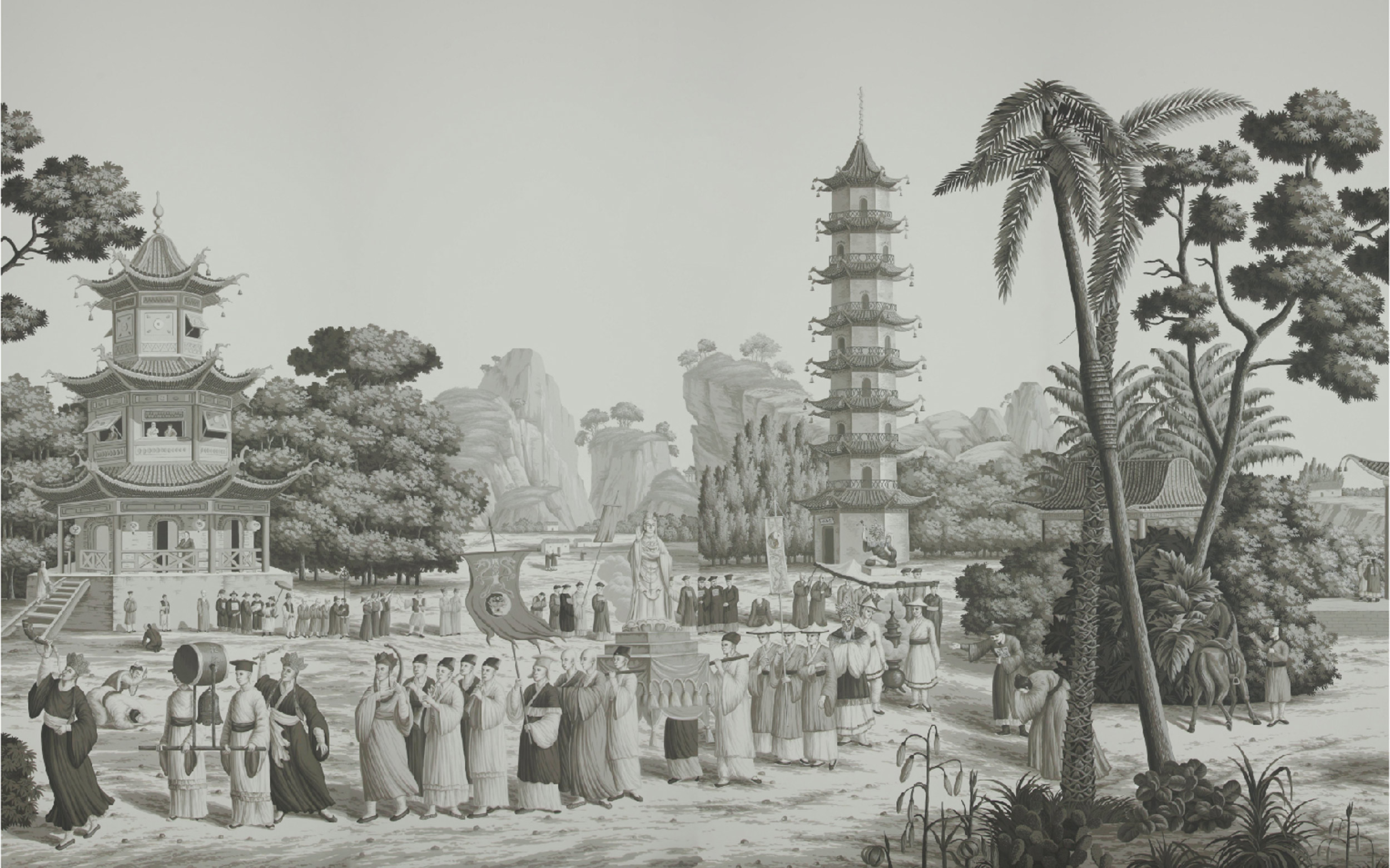 Обои ручная роспись Procession Chinoise Eau Forte on scenic paper Обои ручная роспись Procession Chinoise Eau Forte on scenic paper - постер Loft-Concept в Липецке