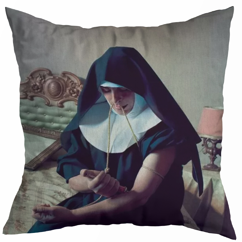Декоративная подушка Seletti Cushion Nun Бежевый Коричневый Черный Зеленый шалфей Декоративная подушка Seletti Cushion Nun Бежевый Коричневый Черный Зеленый шалфей в Липецке | Loft Concept