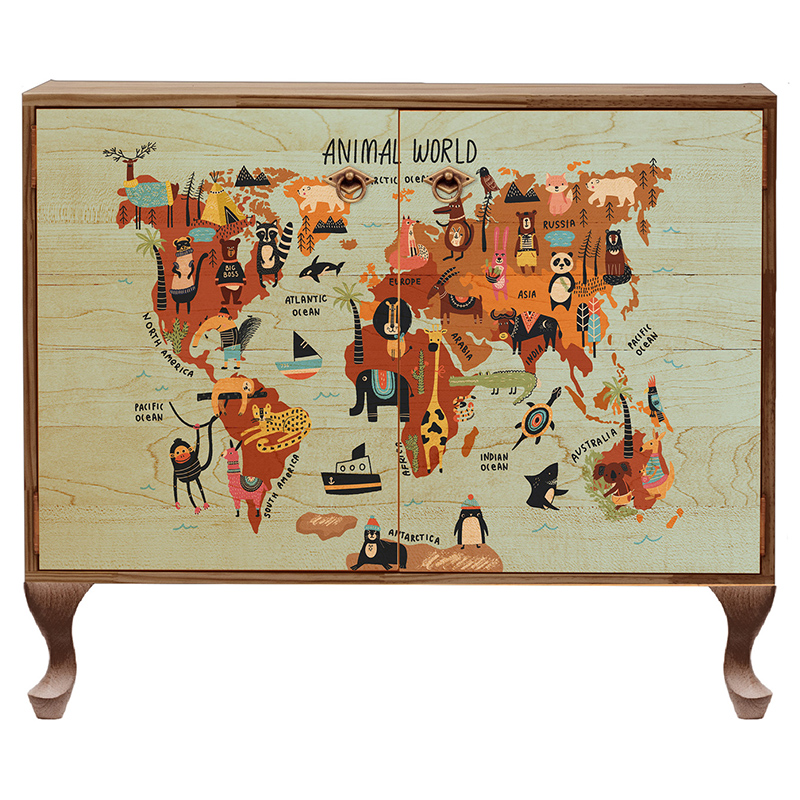 Комод деревянный Animal World Chest of Drawers Коричневый Бежевый Мульти Комод деревянный Animal World Chest of Drawers Коричневый Бежевый Мульти в Липецке | Loft Concept