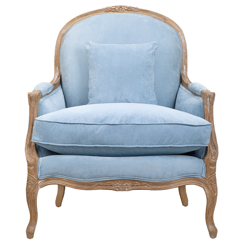 Кресло Ava Classical Armchair light blue velour Светло-голубой Коричневый Кресло Ava Classical Armchair light blue velour Светло-голубой Коричневый в Липецке | Loft Concept