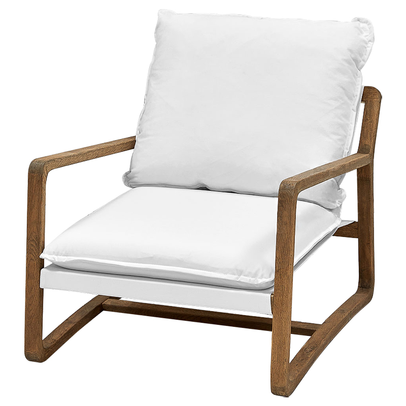 Белое кресло Loan Armchair с каркасом из массива дуба Белый Светлый дуб Белое кресло Loan Armchair с каркасом из массива дуба Белый Светлый дуб в Липецке | Loft Concept