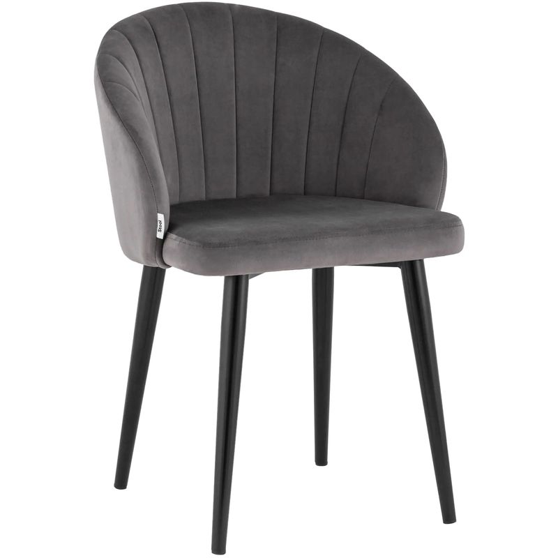 Стул Balsari Chair Серый Велюр Серый Черный Стул Balsari Chair Серый Велюр Серый Черный в Липецке | Loft Concept