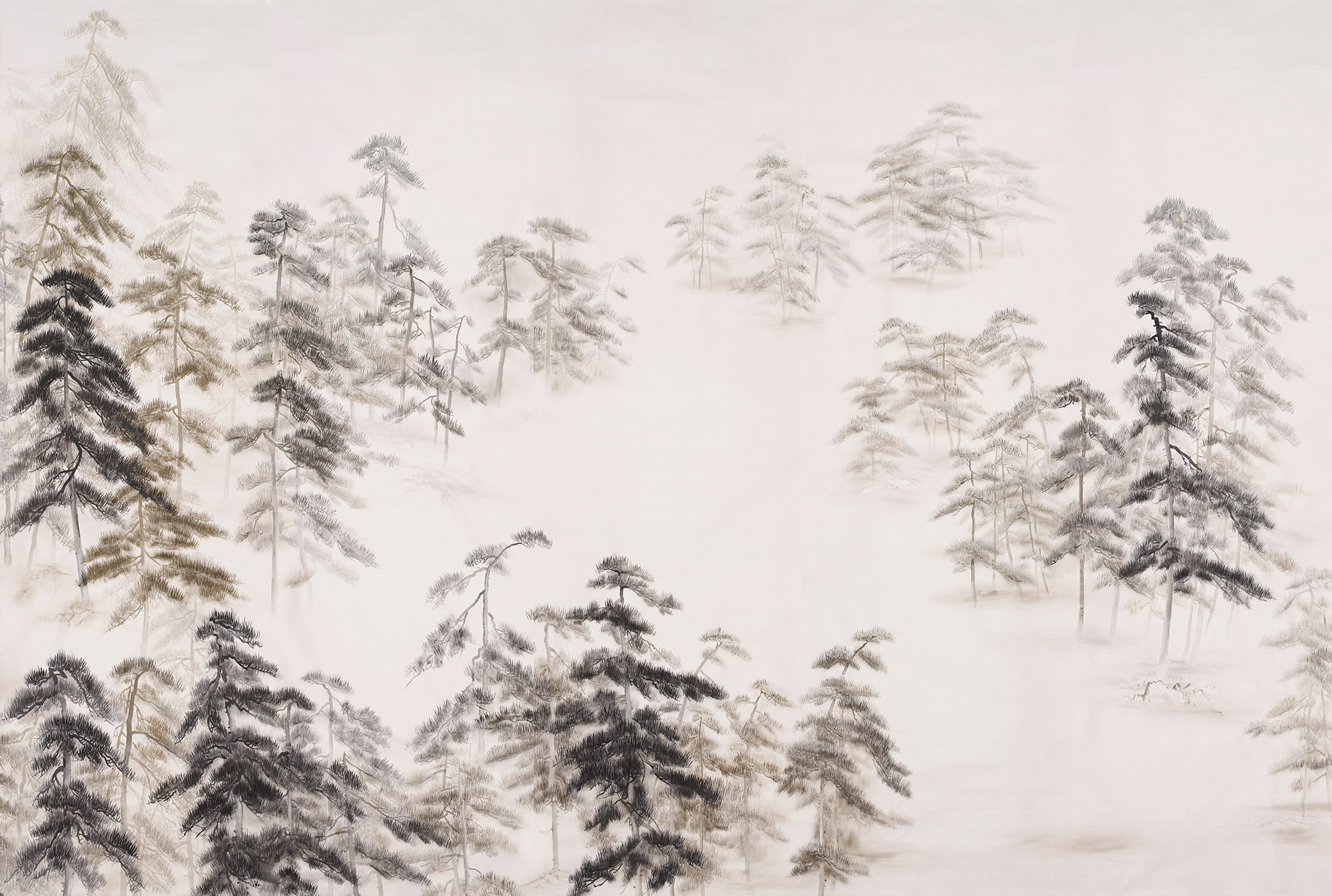 Обои ручная роспись Abstract Pines Dark Lacquer on Natural Mica metallic silk Обои ручная роспись Abstract Pines Dark Lacquer on Natural Mica metallic silk - постер Loft-Concept в Липецке