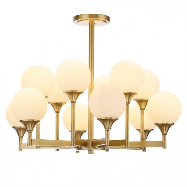 Люстра Ball Valley Chandelier 12 Белый Латунь Люстра Ball Valley Chandelier 12 Белый Латунь в Липецке | Loft Concept