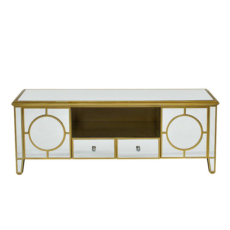Комод в стиле арт-деко зеркальный Mirrored Circles Commode Золотой Комод в стиле арт-деко зеркальный Mirrored Circles Commode Золотой в Липецке | Loft Concept
