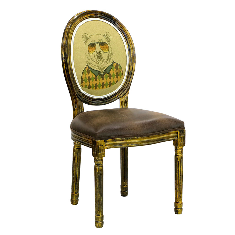 Стул French chair Bear Коричневый винтаж Винтажная латунь Стул French chair Bear Коричневый винтаж Винтажная латунь в Липецке | Loft Concept