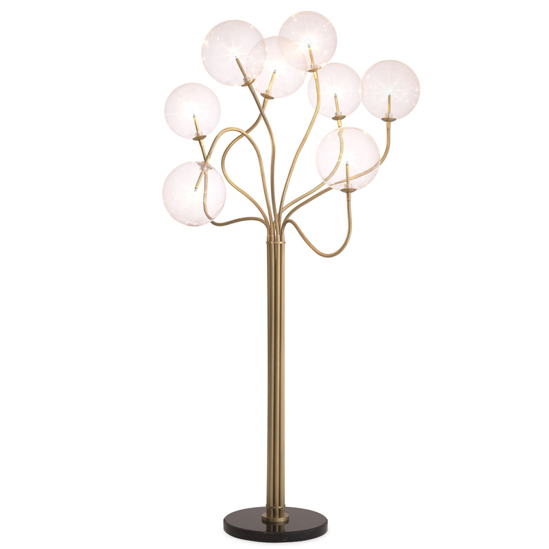 Торшер Eichholtz Floor Lamp Elon Латунь Античная полированная Прозрачное Стекло Черный Мрамор Nero Торшер Eichholtz Floor Lamp Elon Латунь Античная полированная Прозрачное Стекло Черный Мрамор Nero в Липецке | Loft Concept