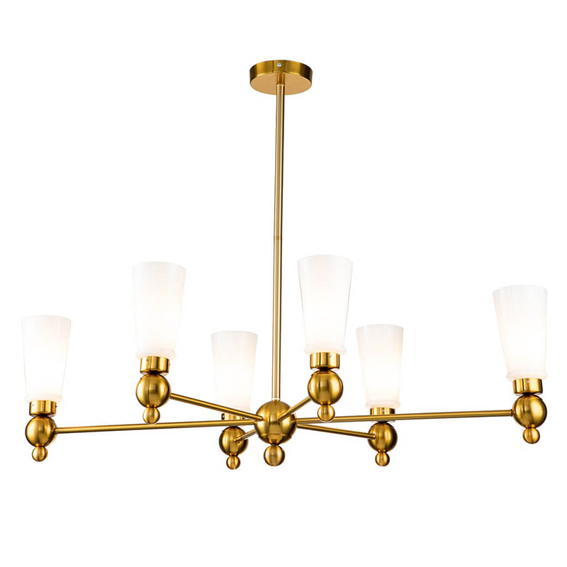 Люстра Chamila Chandelier 6 Латунь Белый Люстра Chamila Chandelier 6 Латунь Белый в Липецке | Loft Concept