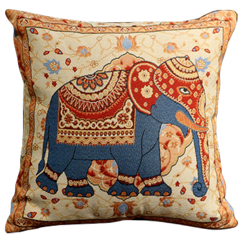 Декоративная подушка Indian Elephant Yellow Blue Мульти Желтый Синий Декоративная подушка Indian Elephant Yellow Blue Мульти Желтый Синий в Липецке | Loft Concept
