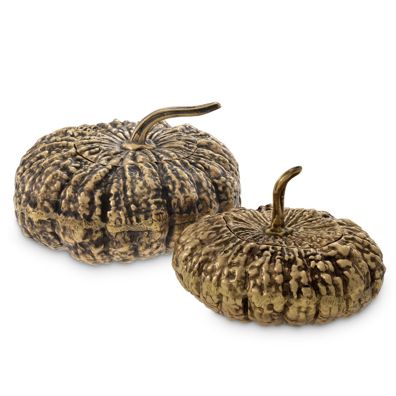 Набор шкатулок Eichholtz BOX CITROUILLE SET OF 2 Винтажная латунь Набор шкатулок Eichholtz BOX CITROUILLE SET OF 2 Винтажная латунь в Липецке | Loft Concept
