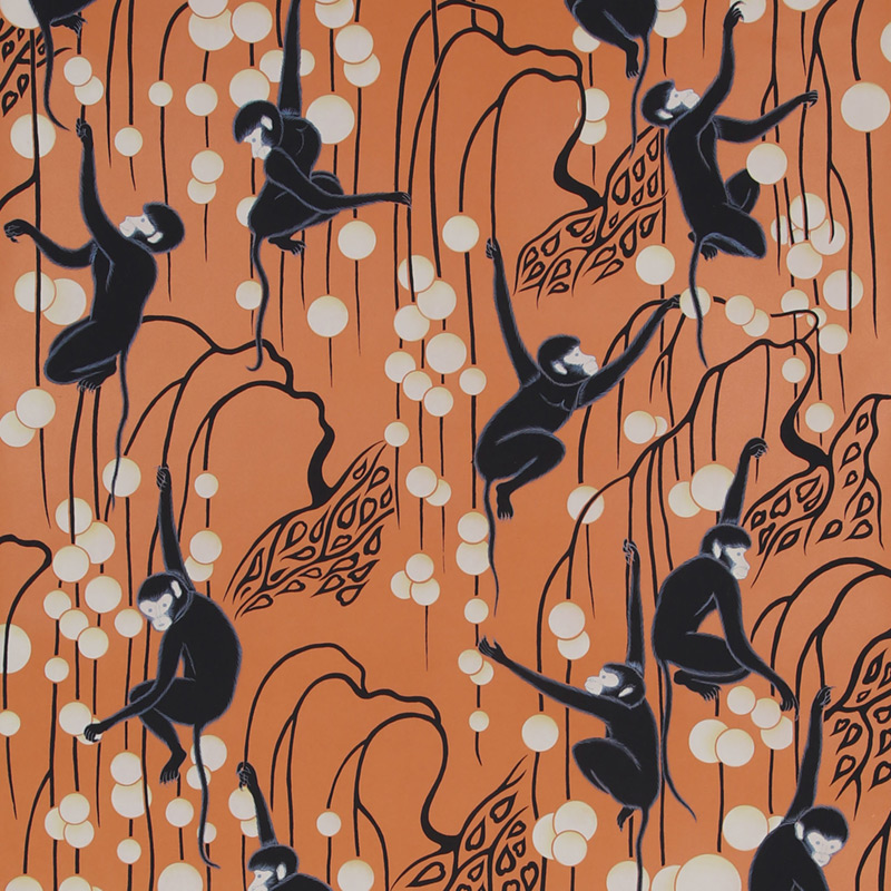 Обои ручная роспись Deco Monkeys Terracotta on dyed paper Обои ручная роспись Deco Monkeys Terracotta on dyed paper в Липецке | Loft Concept