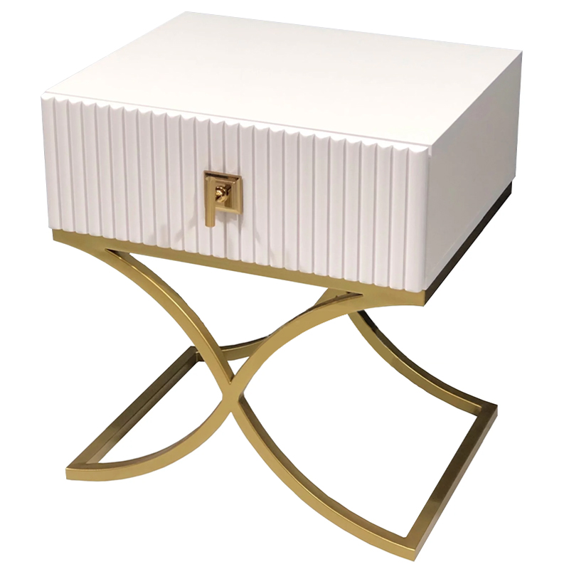 Тумба Catrin Nightstand Белый Золотой Тумба Catrin Nightstand Белый Золотой в Липецке | Loft Concept