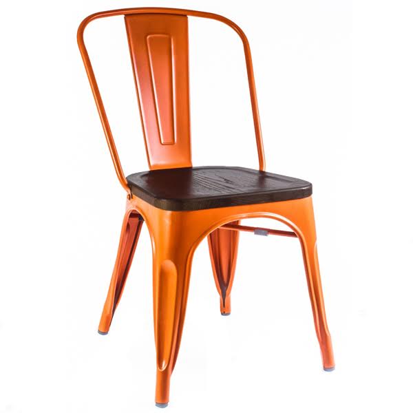 Кухонный стул Tolix Chair Wood Orange Оранжевый Коричневый Кухонный стул Tolix Chair Wood Orange Оранжевый Коричневый в Липецке | Loft Concept