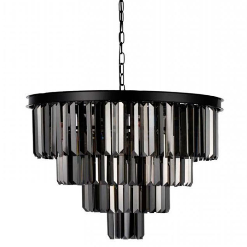 Круглая Люстра RH 1920s Odeon Black iron Four Layers Серое Стекло диаметр 60 см Черный Серый Круглая Люстра RH 1920s Odeon Black iron Four Layers Серое Стекло диаметр 60 см Черный Серый в Липецке | Loft Concept