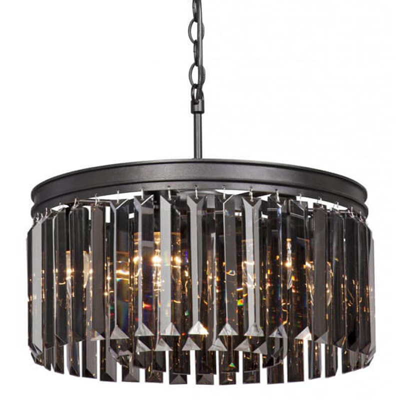 Люстра RH Rhys Smok Glass Prism Round Chandelier 40 Черный матовый Люстра RH Rhys Smok Glass Prism Round Chandelier 40 Черный матовый в Липецке | Loft Concept