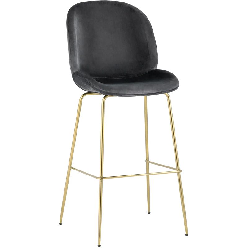 Барный Стул Серый Велюр Vendramin Chair Серый Золотой Барный Стул Серый Велюр Vendramin Chair Серый Золотой в Липецке | Loft Concept