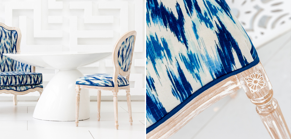 Стул с синим узором Ikat Pattern Стул с синим узором Ikat Pattern - Loft-Concept в Липецке