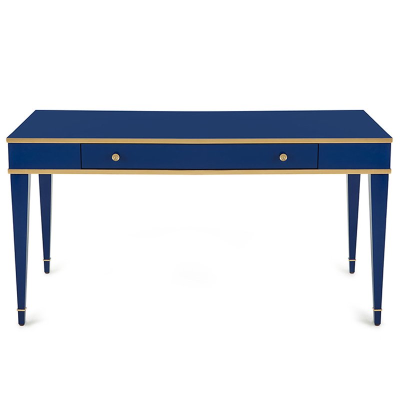 Письменный стол Kelly Desk Синий Синий Винтажное глянцевое золото с состаренным эффектом Письменный стол Kelly Desk Синий Синий Винтажное глянцевое золото с состаренным эффектом в Липецке | Loft Concept