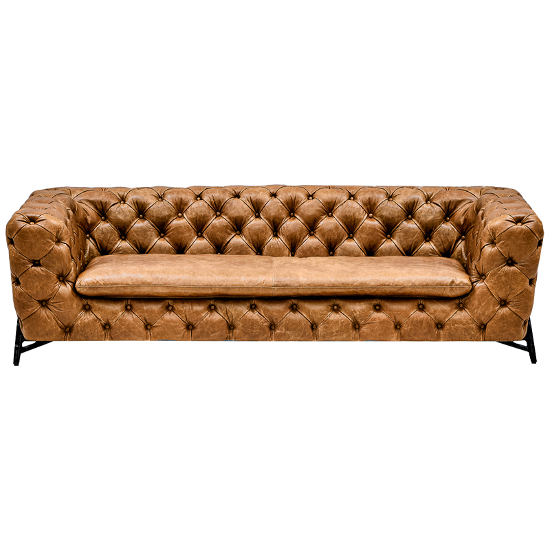Диван Hendrica Capitone Sofa Карамель Черный Диван Hendrica Capitone Sofa Карамель Черный в Липецке | Loft Concept