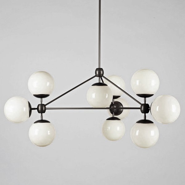 Modo 10 Globes Chandelier Black and White Glass Прозрачный белый Черный Modo 10 Globes Chandelier Black and White Glass Прозрачный белый Черный в Липецке | Loft Concept