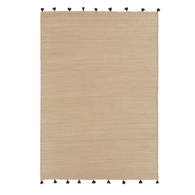 Ковер с помпонами Wicker Carpet Бежевый Черный Ковер с помпонами Wicker Carpet Бежевый Черный в Липецке | Loft Concept