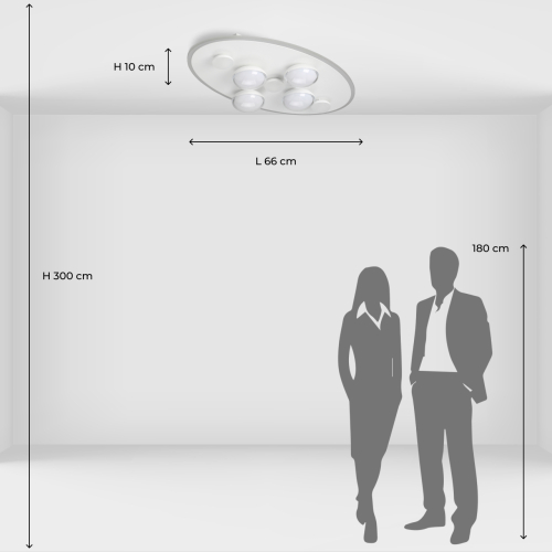 Потолочный светильник овальной формы белого цвета с 7-ю лампами Lunar Pebbles в Липецке