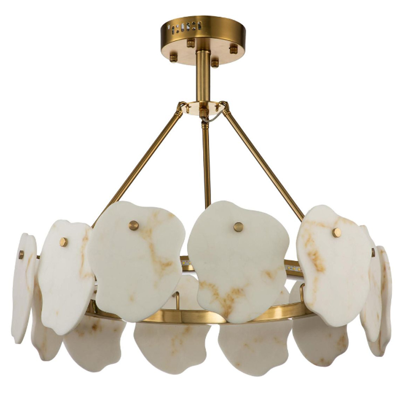 Люстра Мрамор Lucretia Marble Round Chandelier 60 см Латунь Белый Мрамор Bianco Люстра Мрамор Lucretia Marble Round Chandelier 60 см Латунь Белый Мрамор Bianco в Липецке | Loft Concept