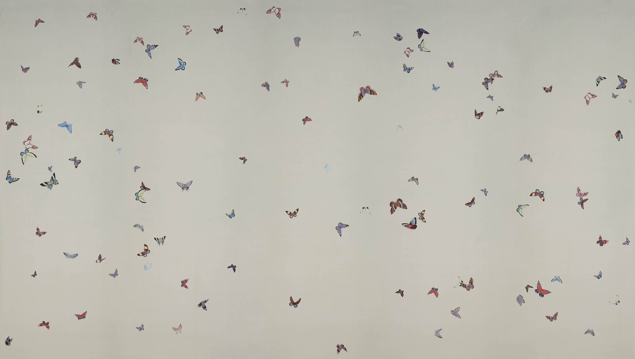 Обои ручная роспись Butterflies Icarus on Rose Shadow metallic silk Обои ручная роспись Butterflies Icarus on Rose Shadow metallic silk - постер Loft-Concept в Липецке