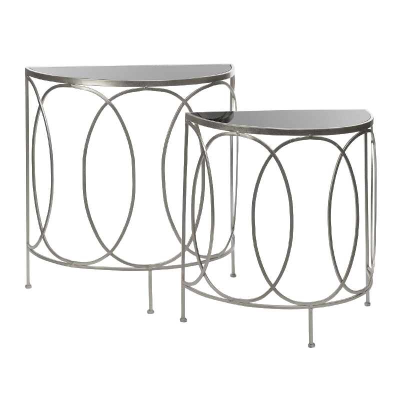 Консоль полукруглая Frame Metallic Silver Серебряный Серый Консоль полукруглая Frame Metallic Silver Серебряный Серый в Липецке | Loft Concept