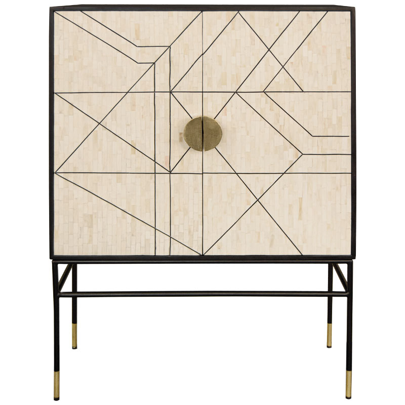 Буфет Bone Inlay Geometry Бежевый Черный Золотой Буфет Bone Inlay Geometry Бежевый Черный Золотой в Липецке | Loft Concept