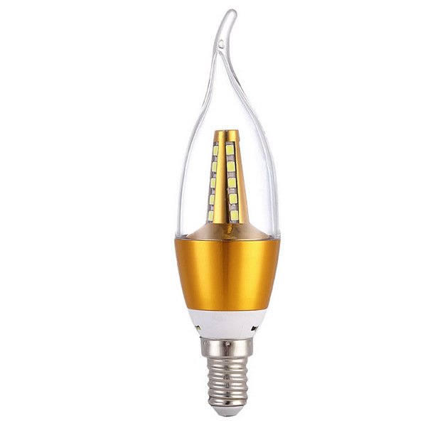 Прозрачная лампочка свеча LED E14 с позолотой Глянцевое золото Прозрачная лампочка свеча LED E14 с позолотой Глянцевое золото в Липецке | Loft Concept