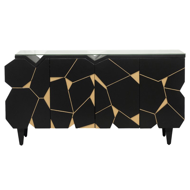 Комод геометрический декор Mosaik Chest of drawers Черный Черный Золотой Комод геометрический декор Mosaik Chest of drawers Черный Черный Золотой в Липецке | Loft Concept