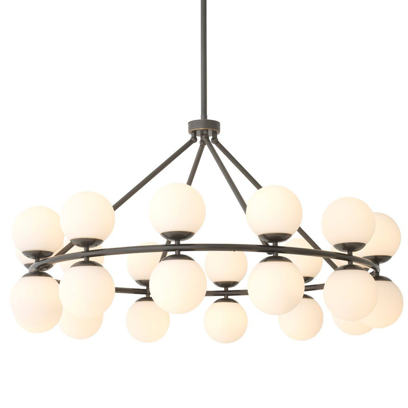 Люстра Eichholtz Chandelier Hutchinson Bronze Темная бронза Белое матовое стекло Люстра Eichholtz Chandelier Hutchinson Bronze Темная бронза Белое матовое стекло в Липецке | Loft Concept