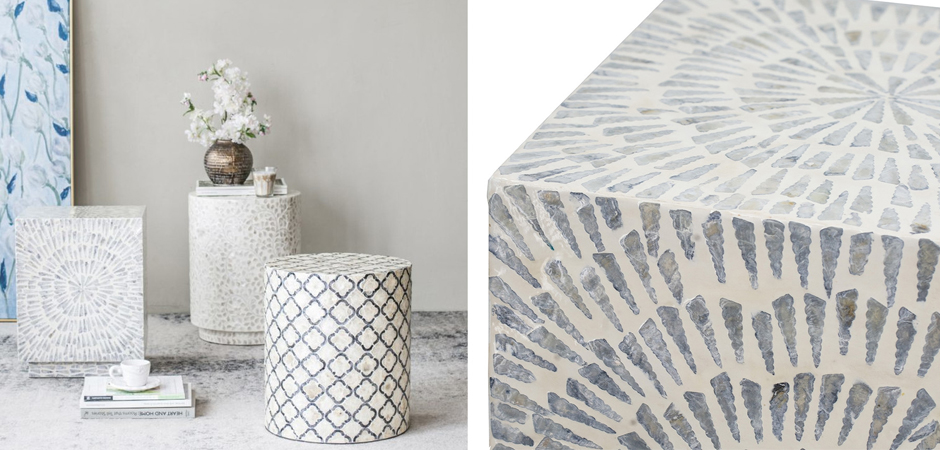 Приставной Стол Bone Inlay из раковин устриц Приставной Стол Bone Inlay из раковин устриц - Loft-Concept в Липецке