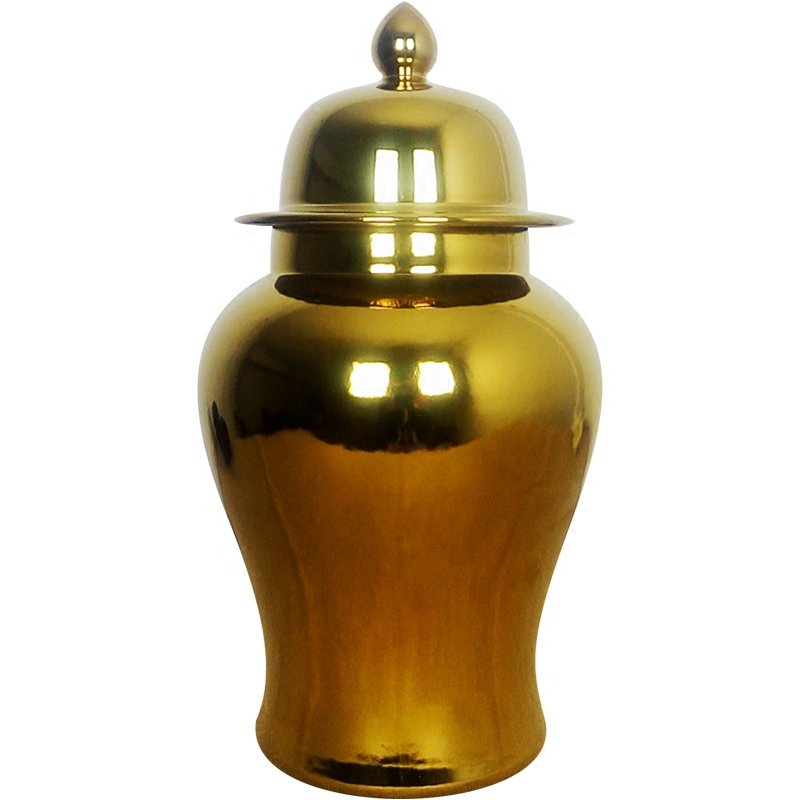 Ваза Gold Ceramic Chinese Jars with Lids Золотой Ваза Gold Ceramic Chinese Jars with Lids Золотой в Липецке | Loft Concept
